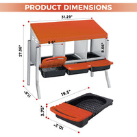 Nido per galline Garvee a 3 fori, in metallo con vassoio rimovibile, per cortile e giardino, antiruggine, facile da pulire