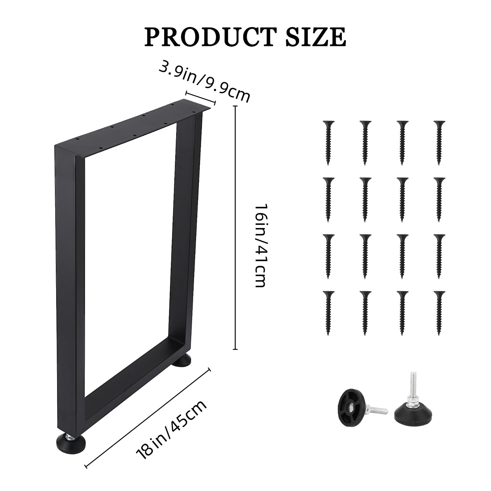 Gambe per tavolo in metallo Garvee da 28x16 pollici, piedini regolabili per impieghi gravosi, in ferro battuto, stile industriale, rustico, nero, per tavoli da pranzo e da giardino