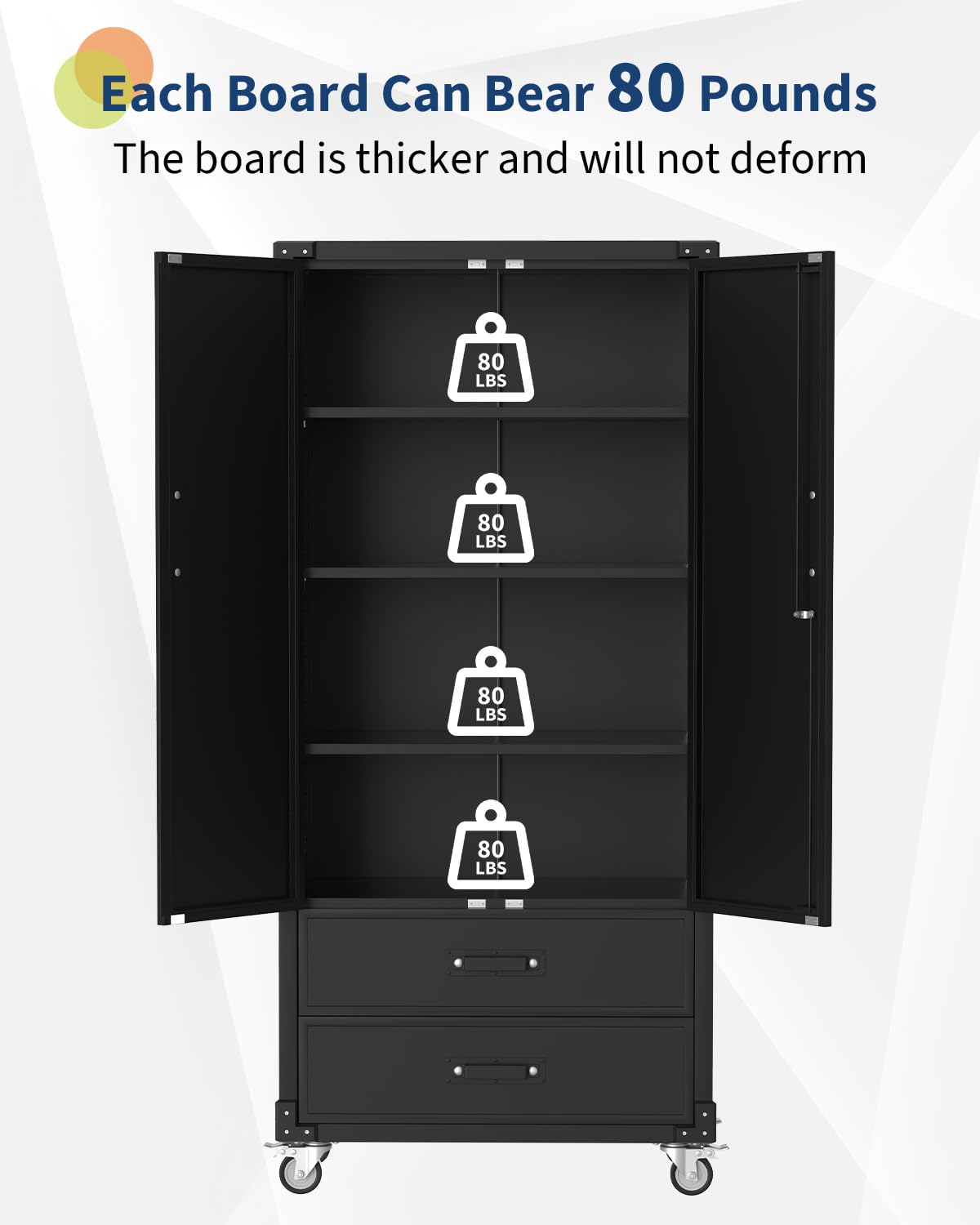 Mobiletto Portaoggetti Metallo Garvee 72" Grigio con Ruote Bloccabili - 2 Cassetti + 3 Ripiani Regolabili per Officina Ufficio | Ideale Festa del Papà