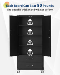 Mobiletto Portaoggetti Metallo Garvee 72" Grigio con Ruote Bloccabili - 2 Cassetti + 3 Ripiani Regolabili per Officina Ufficio | Ideale Festa del Papà