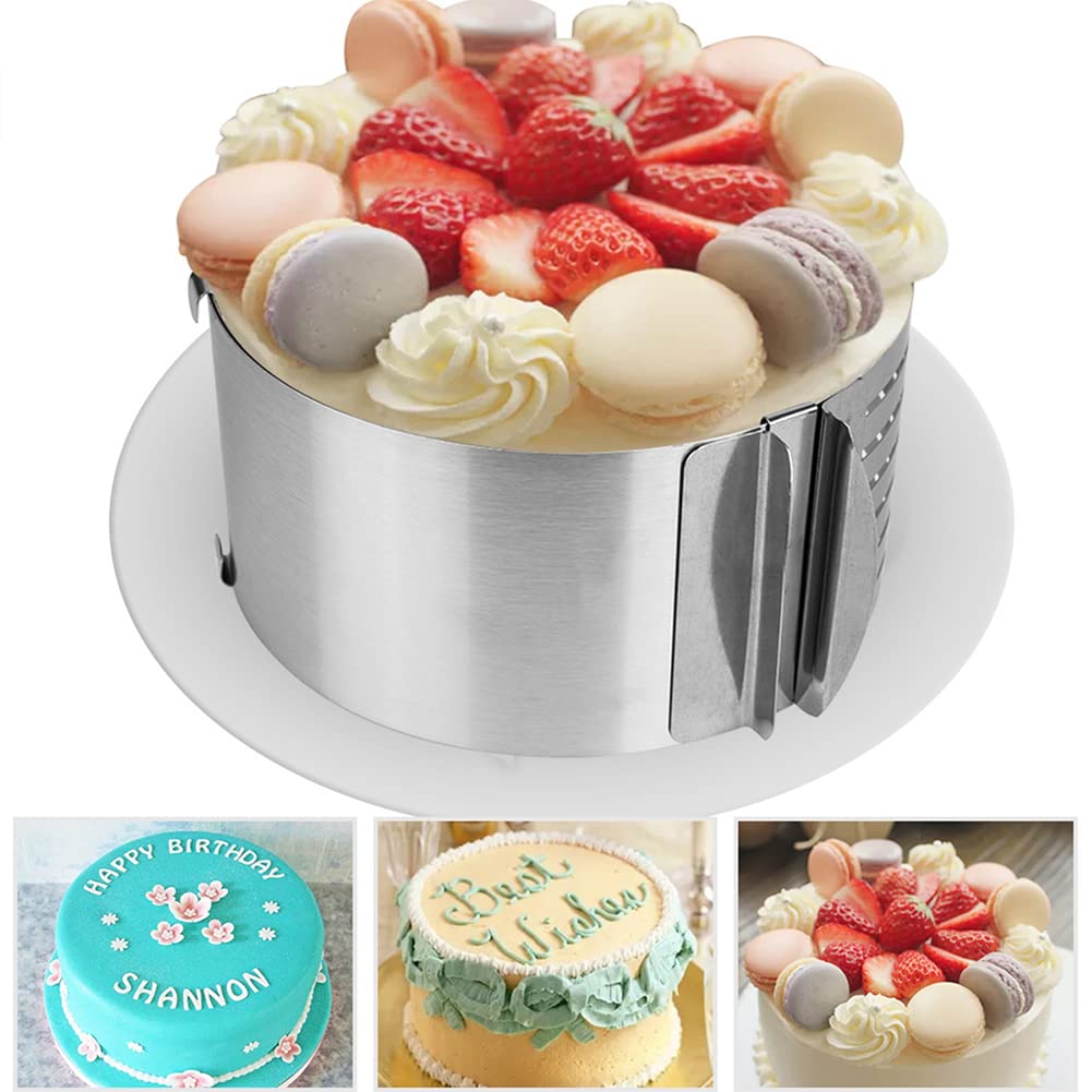 Garvee Stampo Regolabile Telescopico per Mousse in Acciaio Inossidabile 430, 2.4-12 Pollici, Altezza Regolabile, Antiruggine per Pasticcerie e Cucina Domestica