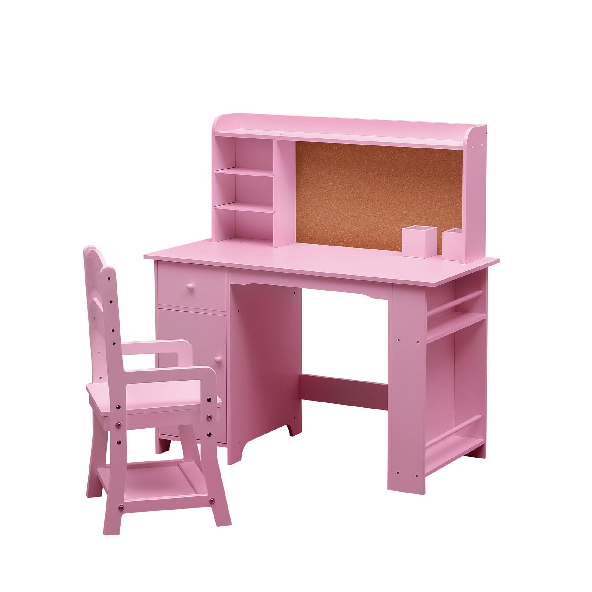 Set da scrivania per bambini Garvee con ripiano e cassetto per ragazzi e ragazze, dai 3 agli 8 anni, in legno, rosa, per l'apprendimento e la sala giochi