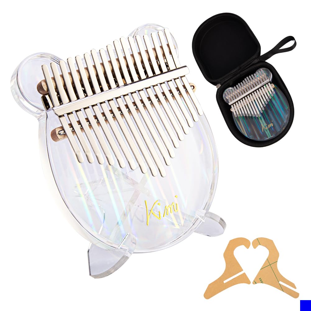 Garvee Kalimba a forma di orso arcobaleno, 17 tasti, materiale in legno risonante, portatile, colorato, per gli amanti della musica