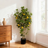 Garvee Albero di Limone Artificiale 152 cm con Frutti Realistici e Foglie in Seta, Vaso Marrone, Perfetto per Soggiorno e Ufficio - Black