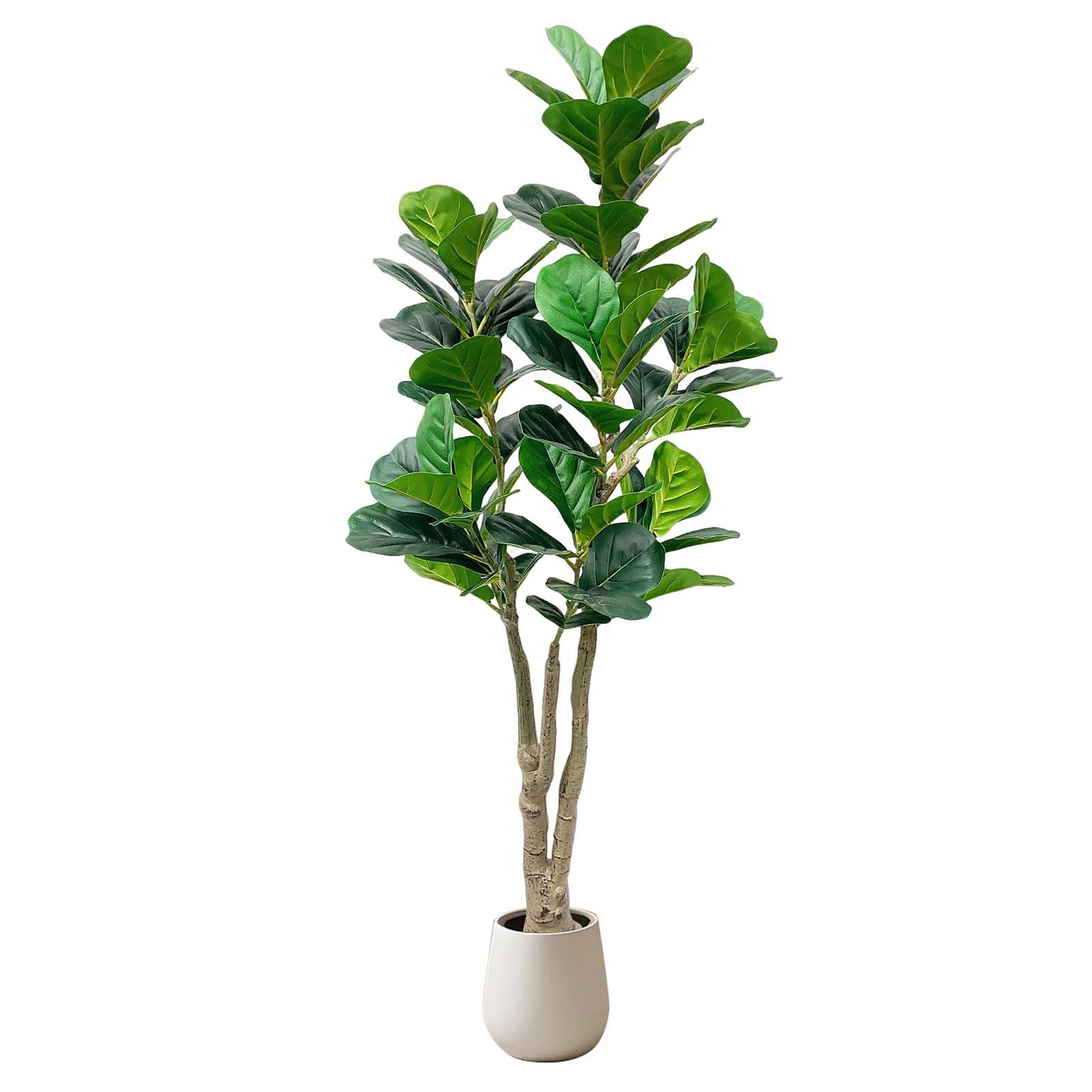 Garvee Grande albero di Banyan artificiale da 150 cm con vaso bianco per uso interno ed esterno, soggiorno, ufficio, balcone, decorazione