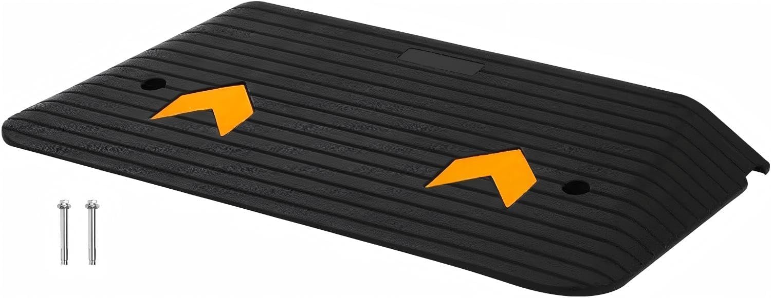 Rampa di soglia in gomma Garvee da 3,5", capacità di carico di 33.000 libbre, antiscivolo, portatile, robusta per sedie a rotelle e scooter, uso versatile, 35,5" L x 21" W x 3,5" H, nera