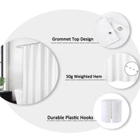 Garvee Schwerer Leinen-Duschvorhang 240GSM Wasserabweisend Waschbar Mit Haken Für Badezimmer 180x244 cm Weiß Hotelstil Robust