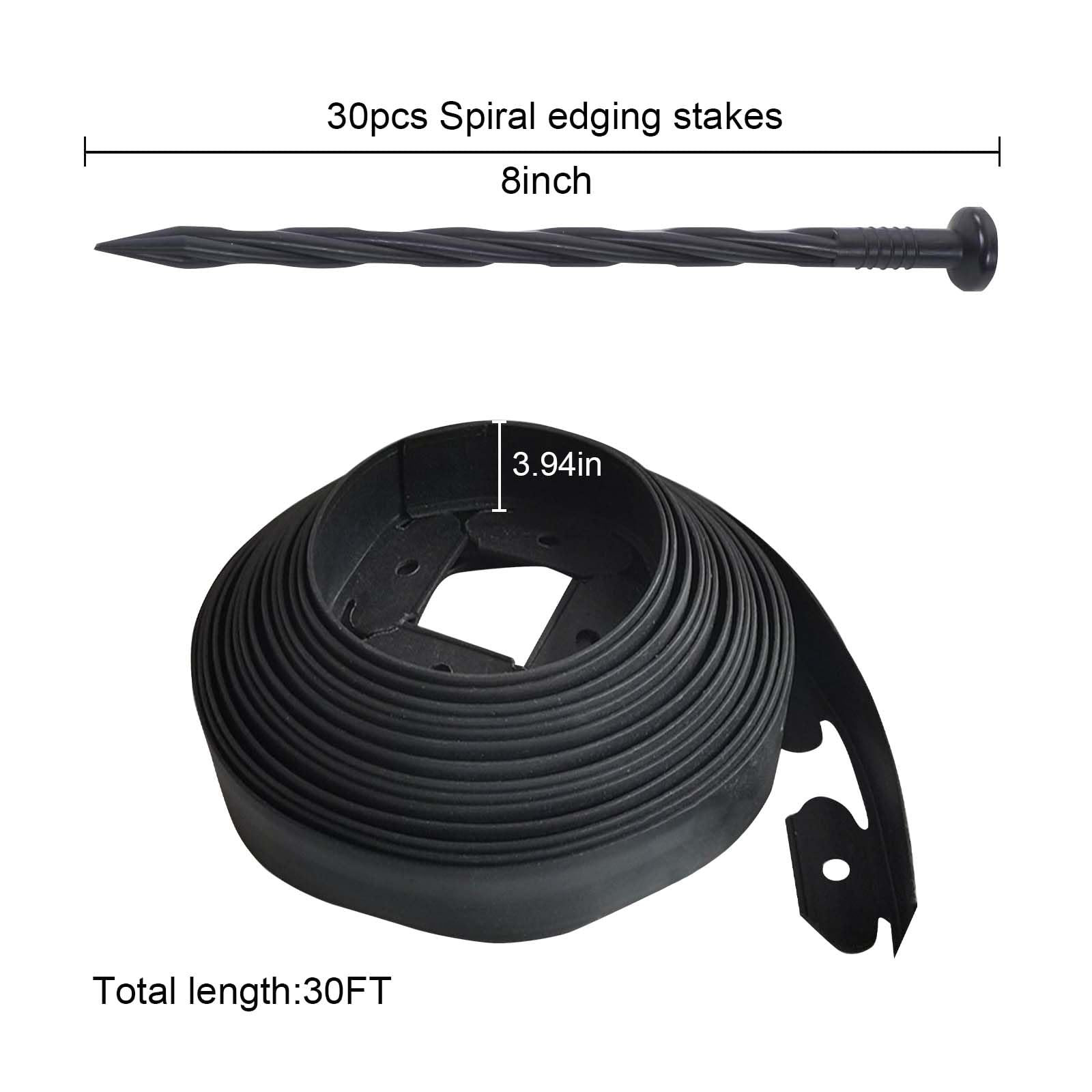 Kit di bordatura da giardino Garvee da 10 m in materiale PE flessibile, altezza 10 cm, per aiuole e sentieri con 30 picchetti resistenti, senza bisogno di scavare