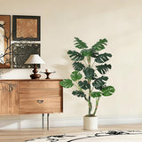 Garvee Pianta Artificiale Monstera Deliciosa 4FT Con Vaso Bianco, Foglie Realistiche, Poliestere, Decorazione Interni Casa Ufficio, Verde Naturale - Green 4Ft