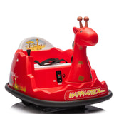 Auto elettrica per bambini Garvee Kids con rotazione a 360°, design a forma di giraffa, rossa con LED, per bambini dai 3 anni in su - Rosso