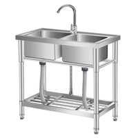 Lavello in acciaio inox Garvee da 33 pollici, doppia vasca – 84x46x76 cm, due lavelli in acciaio inox per un lavoro pratico in cucina e un utilizzo efficiente.