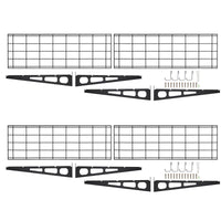 Scaffali da parete per garage in acciaio per impieghi gravosi Garvee 6x2 piedi, capacità di carico di 400 libbre, antiscivolo, modulari, con ganci, neri, set di 2, officina e garage