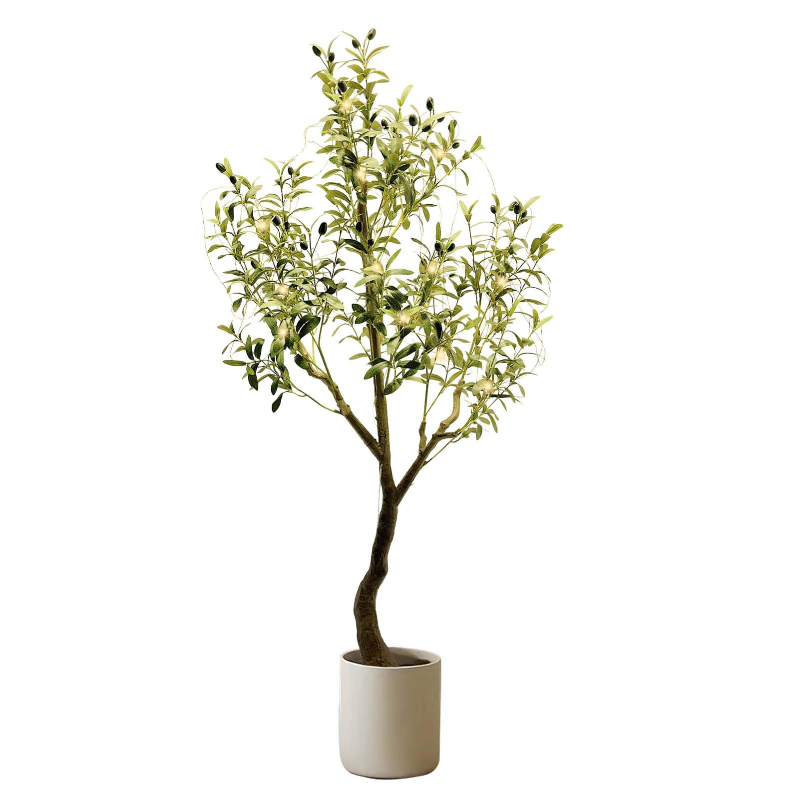 Garvee grande albero di ulivo artificiale con luci a LED 150 cm bianco per soggiorno ufficio festival festa