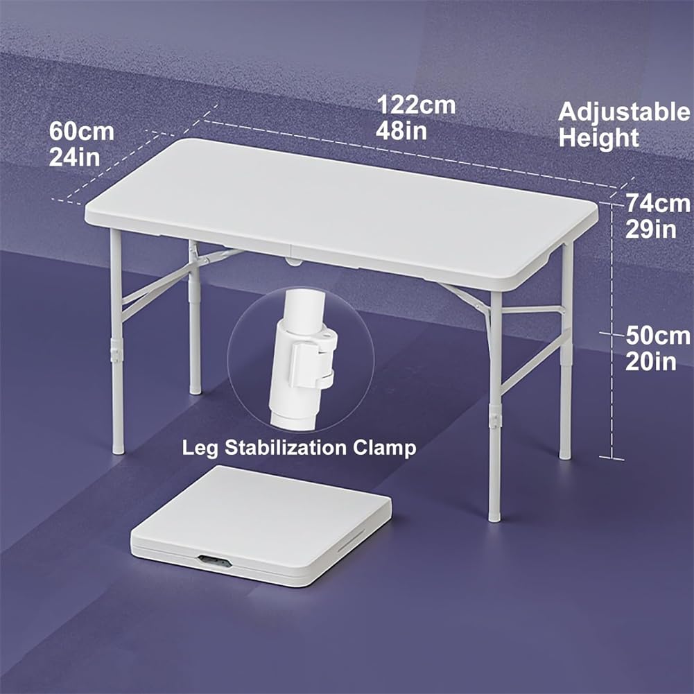 Tavolo pieghevole Garvee, tavolo da campeggio, tavolo pieghevole multifunzionale, altezza regolabile con maniglia per il trasporto, per campeggio, giardino, balcone, festival, 120 x 60 cm