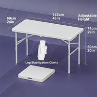 Tavolo pieghevole Garvee, tavolo da campeggio, tavolo pieghevole multifunzionale, altezza regolabile con maniglia per il trasporto, per campeggio, giardino, balcone, festival, 120 x 60 cm