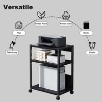 Supporto per PC Garvee a 3 livelli, altezza regolabile, con ruote, metallo, stabile, per ufficio e casa