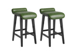 Garvee Set 2 Sgabelli da Bar 66,5 cm Verde, Moderni, Imbottiti con Schienale Basso, Gambe in Legno, Stile Mid Century, Per Cucina - Green