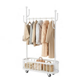 Appendiabiti a rotelle Garvee con struttura in metallo, ruote girevoli a 360°, ampio cesto per camere da letto e boutique, robusto, versatile, nero, 68,9 pollici di altezza
