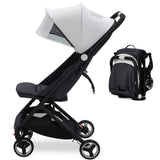 Passeggino Garvee Leggero Pieghevole per Neonati con Ruote Robuste Schienale Regolabile Tessuto Resistente Cintura a 5 Punti Viaggi Aereo Grigio