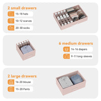 Cassettiera GARVEE con cassetti, credenza con 10 cassetti in tessuto e 3 prese di corrente, cassettiera per soggiorno, credenza per ingresso, mobile contenitore con rivestimento in tessuto, robusta struttura in metallo, piano in legno