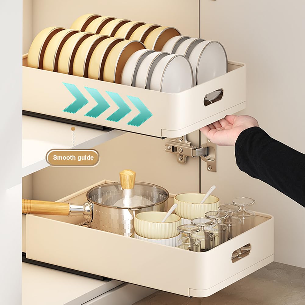 Scolapiatti telescopico GARVEE 39,5 x 24,5 x 7,5 cm Bianco – Organizzatore per mobili da cucina multifunzionale, salvaspazio e silenzioso