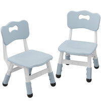 Seggiolone per bambini Garvee, altezza regolabile, 3 livelli, plastica, robusto, leggero, per bambini e bambine da 2 a 6 anni, set da 2, grigio-blu, per casa e asilo