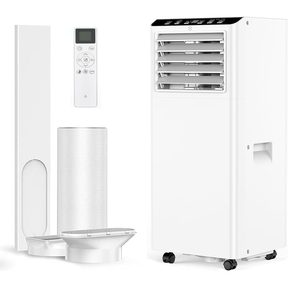 Condizionatore d'aria portatile GARVEE 9000 BTU, condizionatore d'aria mobile, deumidificatore, ventola a 2 velocità, modalità di sospensione intelligente, guarnizione per finestra portatile con tubo di scarico e telecomando per casa e ufficio