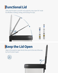 Pattumiera in metallo Garvee da 80 litri con coperchio, antiruggine, chiusura ammortizzata, bianca, per cucina e ufficio, compatta, resistente