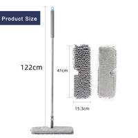 Garvee 2 in 1 Mocio per pavimenti con 4 cuscinetti biadesivi in microfibra e ciniglia per tutti i pavimenti, leggero, girevole a 360°