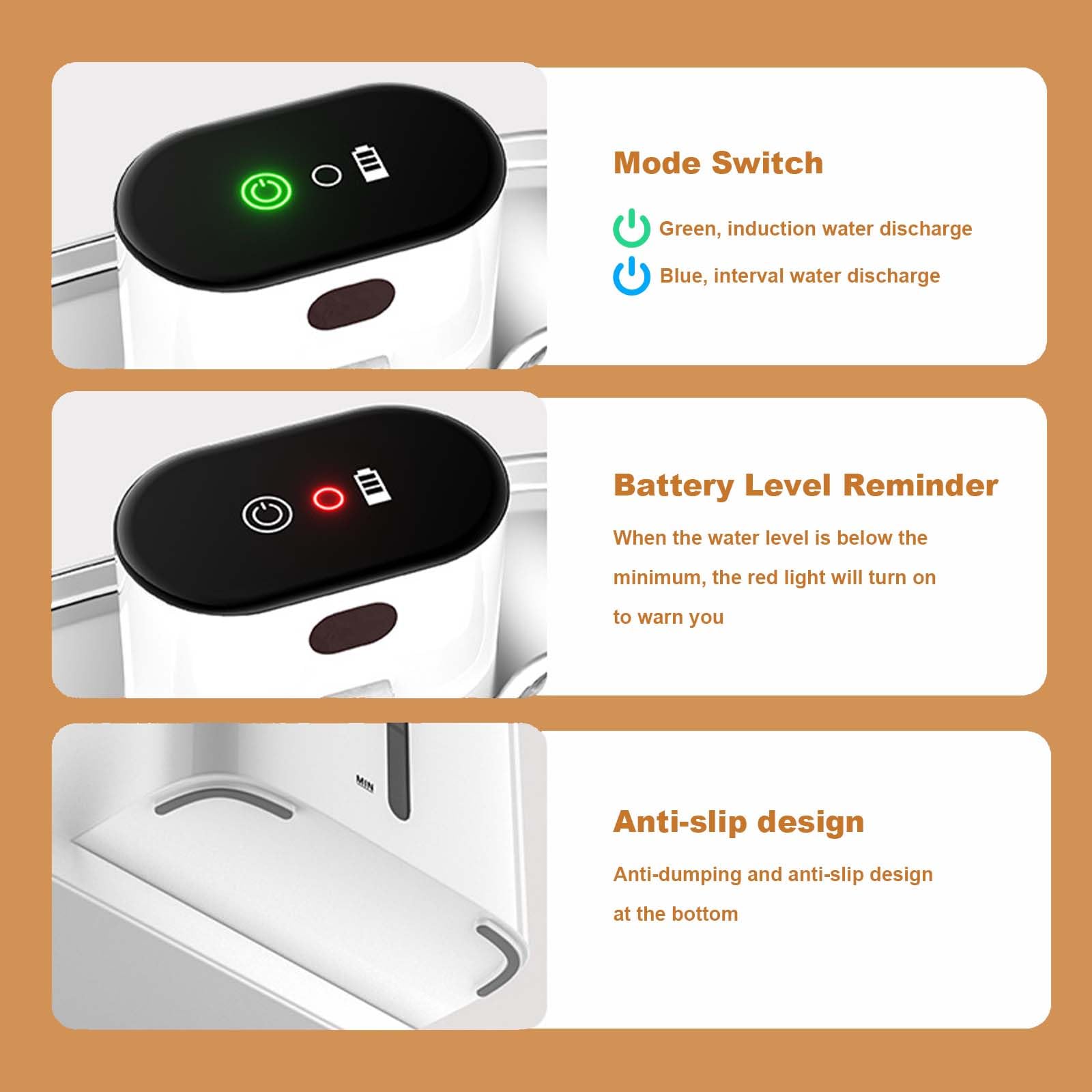 Fontanella automatica wireless per gatti Garvee da 4,2 l con vassoio in acciaio inossidabile, 2 modalità di uscita dell'acqua, ultra silenziosa 25 dB, per gatti, 21 x 18 x 19 cm, argento