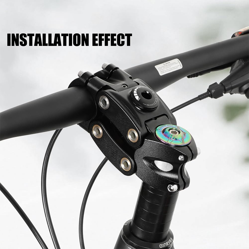 Garvee 7° 45mm Regolabile Ammortizzato Attacco Manubrio MTB BMX, Struttura 4-Link, Molla Variabile, Assorbimento Urti, Comfort Spalla, Nero