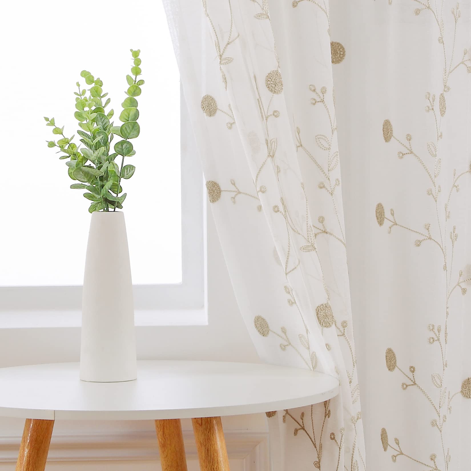Tende in voile GARVEE con occhielli, ricamate, lunghe 182 cm, effetto lino, bianche, per soggiorno e camera da letto, 2 pannelli, trasparenti