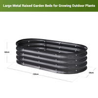 Aiuola rialzata in metallo ovale zincato senza fondo Garvee 195x60x28cm con bordo di sicurezza