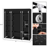 Armadio portatile in tessuto Garvee, pieghevole con coperchio, ganci e divisori per uso domestico, 147x44x174 cm, copertura antipolvere