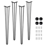Gambe per mobili Garvee da 4 pezzi, gambe per tavolo a forcina con piedini in gomma per scrivania, tavolo da pranzo, tavolino da caffè, altezza 56 cm, nero - Nero