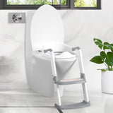 Sedile WC per bambini Garvee con gradini, altezza regolabile, pieghevole, imbottito in PU, antiscivolo, per bambini e bambine, bianco