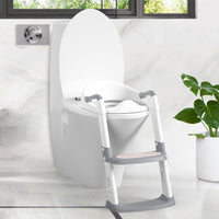 Sedile WC per bambini Garvee con gradini, altezza regolabile, pieghevole, imbottito in PU, antiscivolo, per bambini e bambine, bianco