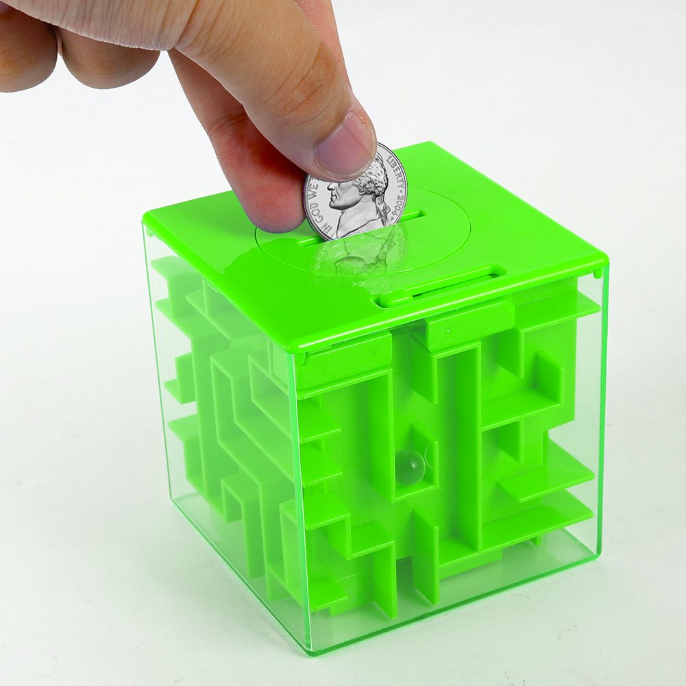 Garvee Money Maze Puzzle Box - Salvadanaio regalo con gioco del labirinto per bambini e adulti - Plastica - Sfidante e divertente