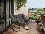 Garvee Sedia a Dondolo da Esterno Grand Patio - Poltrona Moderna con Rivestimento E-Coating, Cuscino Comfort, Metallo Resistente - Per Balcone, Patio e Veranda, Design Ergonomico - Black Plastic Spray + Gray Staple Cloth Europe
