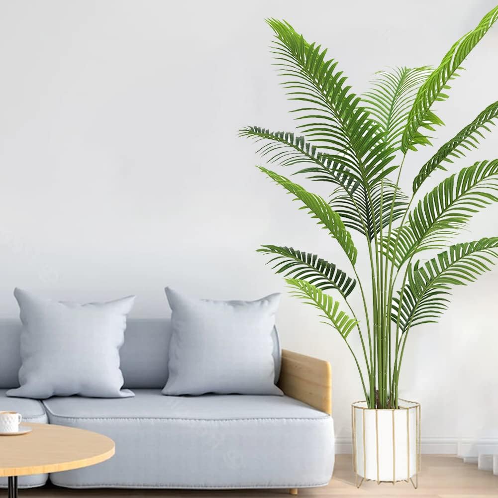 Palma artificiale Garvee da 6 piedi con foglie realistiche, flessibile e facile da curare per casa e ufficio, set e PE, base stabile, verde