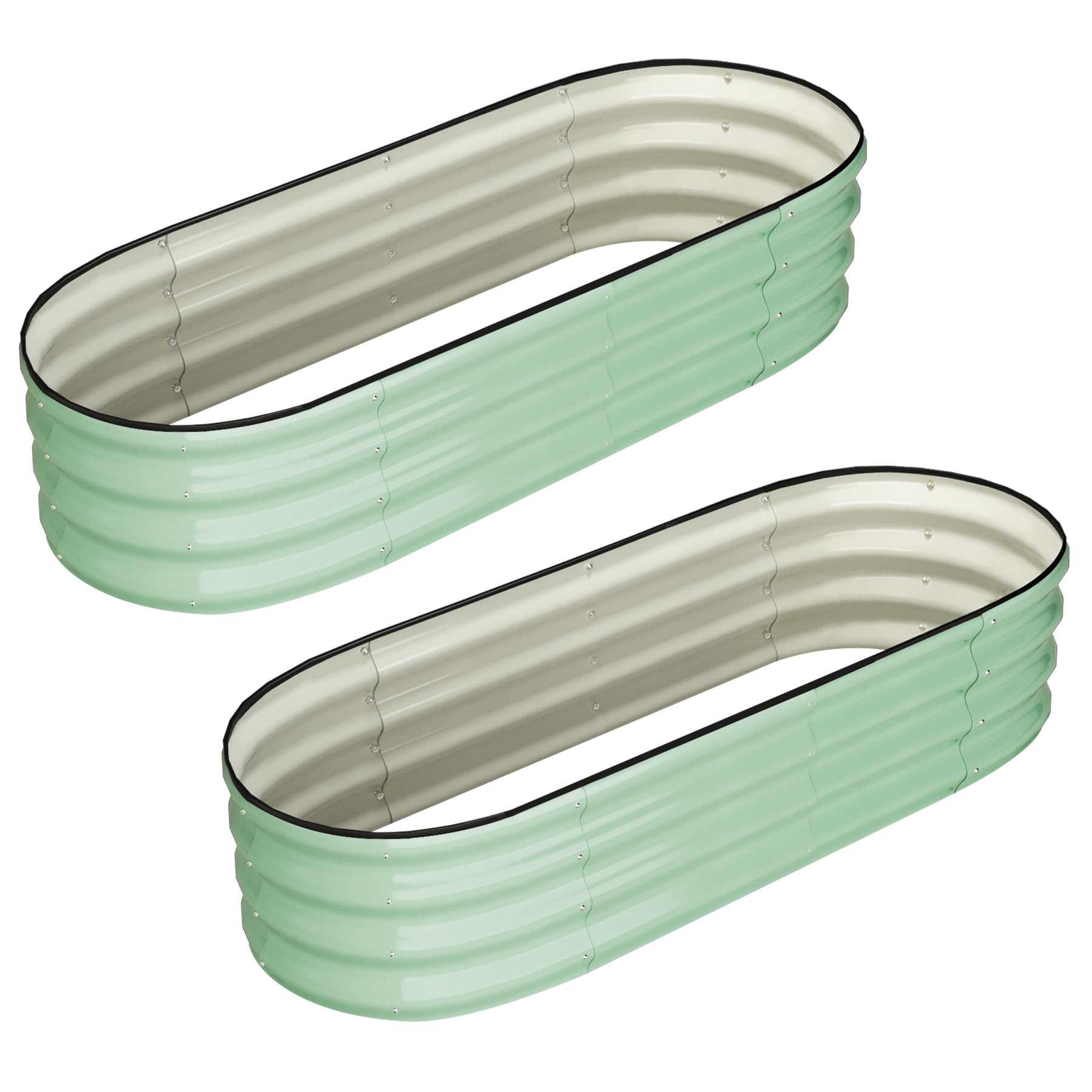 Aiuola rialzata ovale Garvee 4,5x2x1 piede in acciaio zincato antiruggine con base aperta, verde, senza attrezzi, per giardino e patio