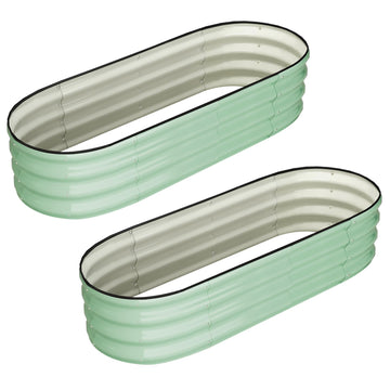 Aiuola rialzata ovale Garvee 4,5x2x1 piede in acciaio zincato antiruggine con base aperta, verde, senza attrezzi, per giardino e patio