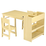 Garvee Tavolo Artistico in Legno per Bambini con 2 Sedie, Ampio Spazio di Archiviazione, Dispenser Carta, Casa e Scuola, Ecologico e Robusto