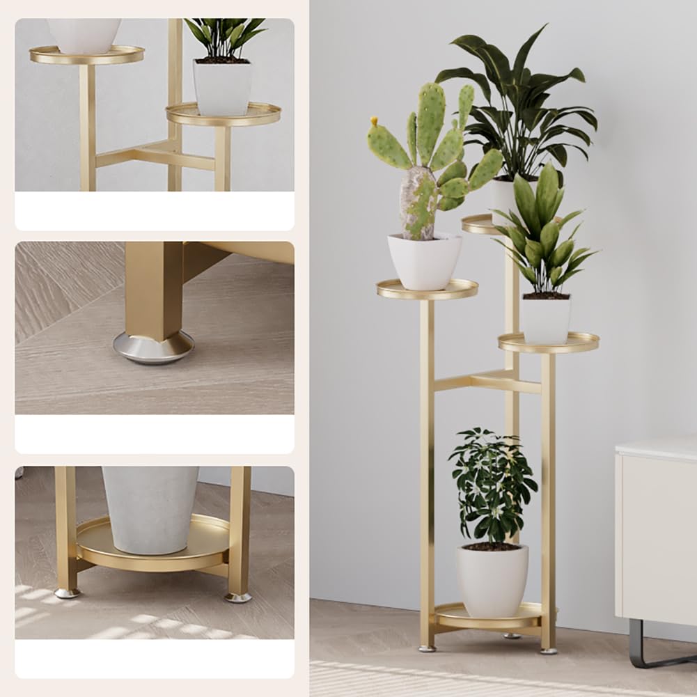 Garvee Plant Shelf Flower Stand con piedini antiscivolo, mensola quadrata in metallo multistrato per soggiorno e camera da letto, salvaspazio, nero