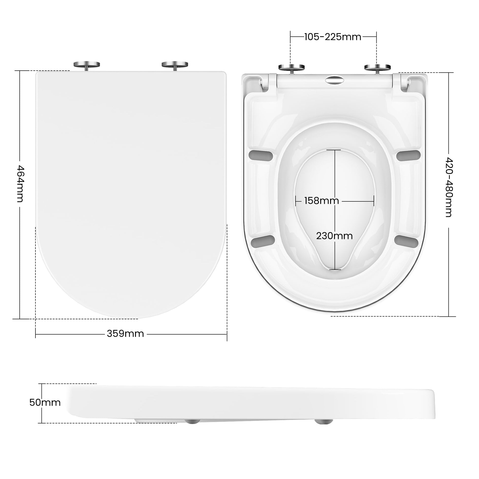 Garvee Copriwater con seggiolino per bambini e abbassamento automatico per bagno, bianco, forma a D, cerniere regolabili, UF Duroplast