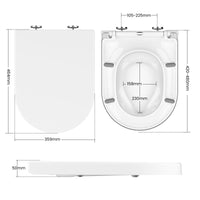 Garvee Copriwater con seggiolino per bambini e abbassamento automatico per bagno, bianco, forma a D, cerniere regolabili, UF Duroplast