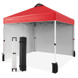 Garvee Tenda Pop Up 10x10 Con 2 Pareti Laterali Impermeabile Telaio Commerciale Acciaio Borsa Con Ruote Sacchi Sabbia Campeggio Feste - Rosso