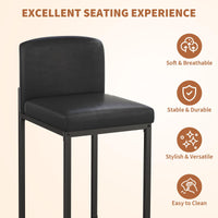 Set di 2 sgabelli da bar Garvee, imbottiti con schienale, per cucina e bar, 24 pollici, neri