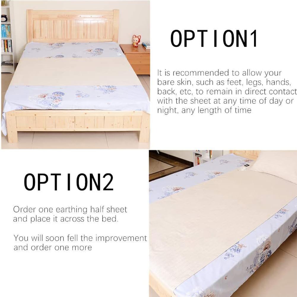 Garvee Set Biancheria da Letto Antistatico con Cavo di Messa a Terra - 95% Cotone, 5% Filo d'Argento - 153x203 cm, Spina EU - Per Camera da Letto Moderna