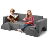 Divano da gioco per bambini Garvee, divano modulare da 8 pezzi, fodera rimovibile, microfibra, grigio scuro, sala giochi